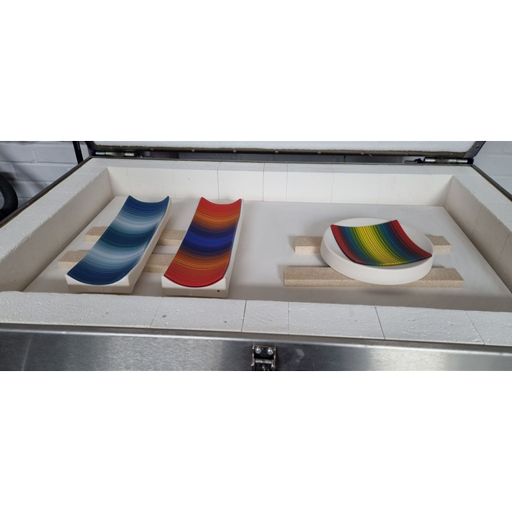 ColourWave Glass - 3 fused glass pieces slumped on ceramic moulds