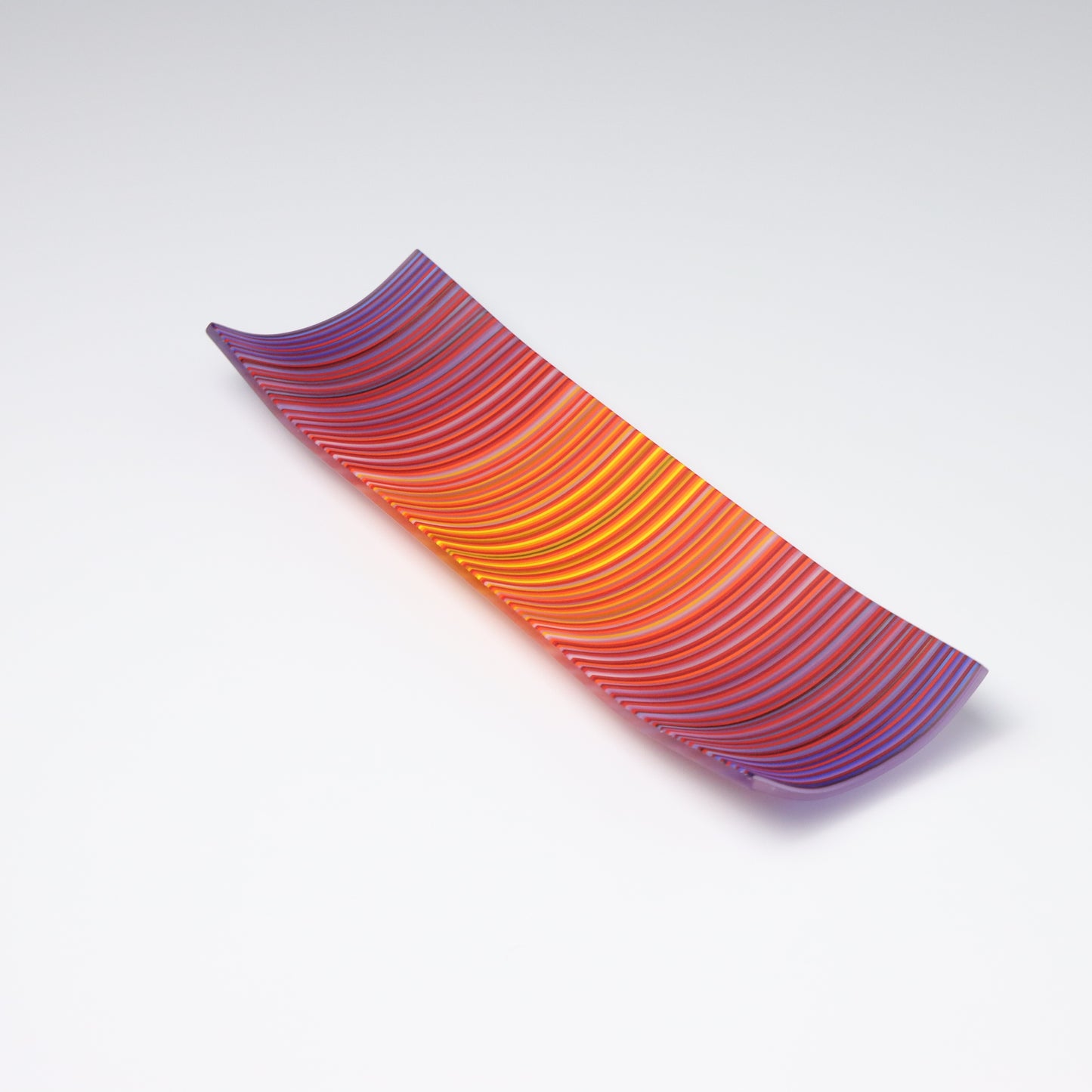 S349 | Purple & Orange ColourWave Fused Glass Plate