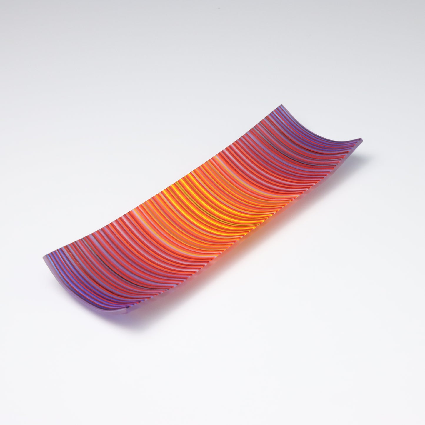 S349 | Purple & Orange ColourWave Fused Glass Plate