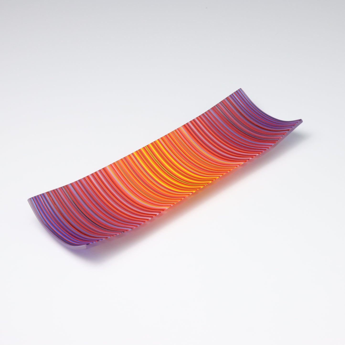 S349 | Purple & Orange ColourWave Fused Glass Plate