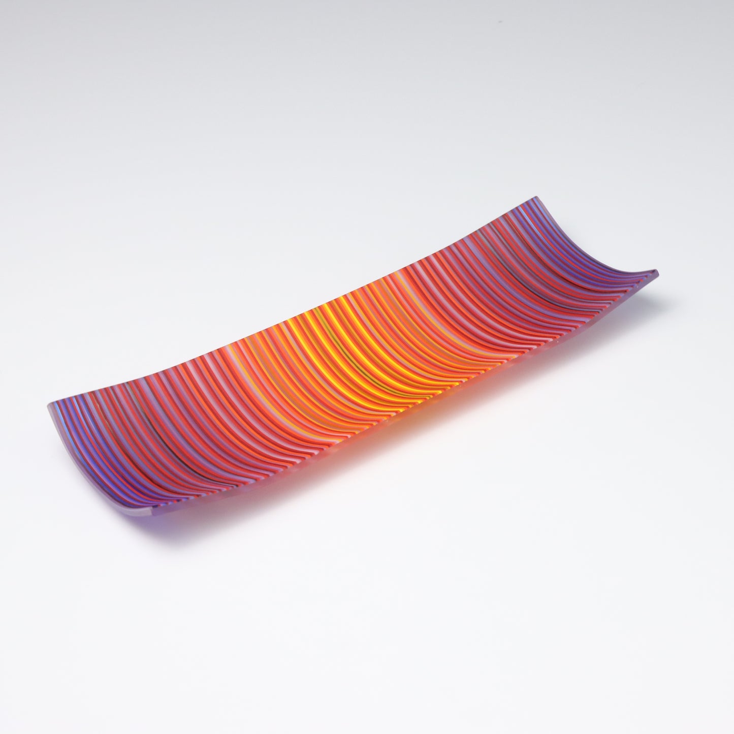 S349 | Purple & Orange ColourWave Fused Glass Plate