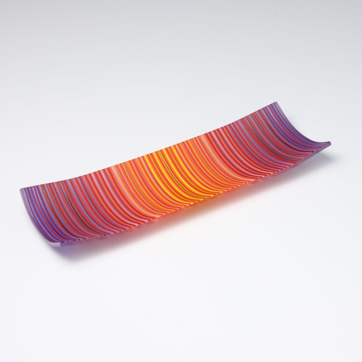 S349 | Purple & Orange ColourWave Fused Glass Plate