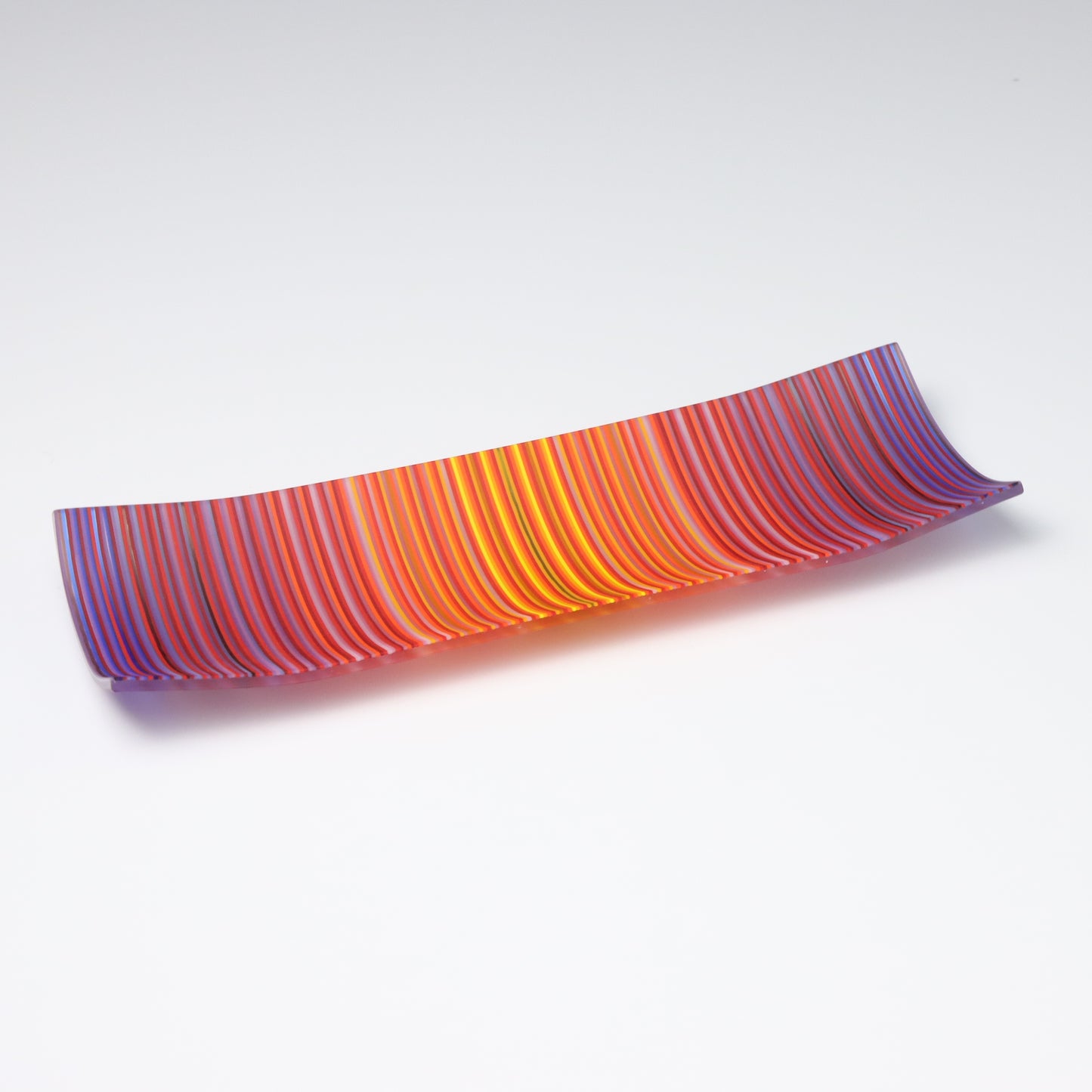 S349 | Purple & Orange ColourWave Fused Glass Plate