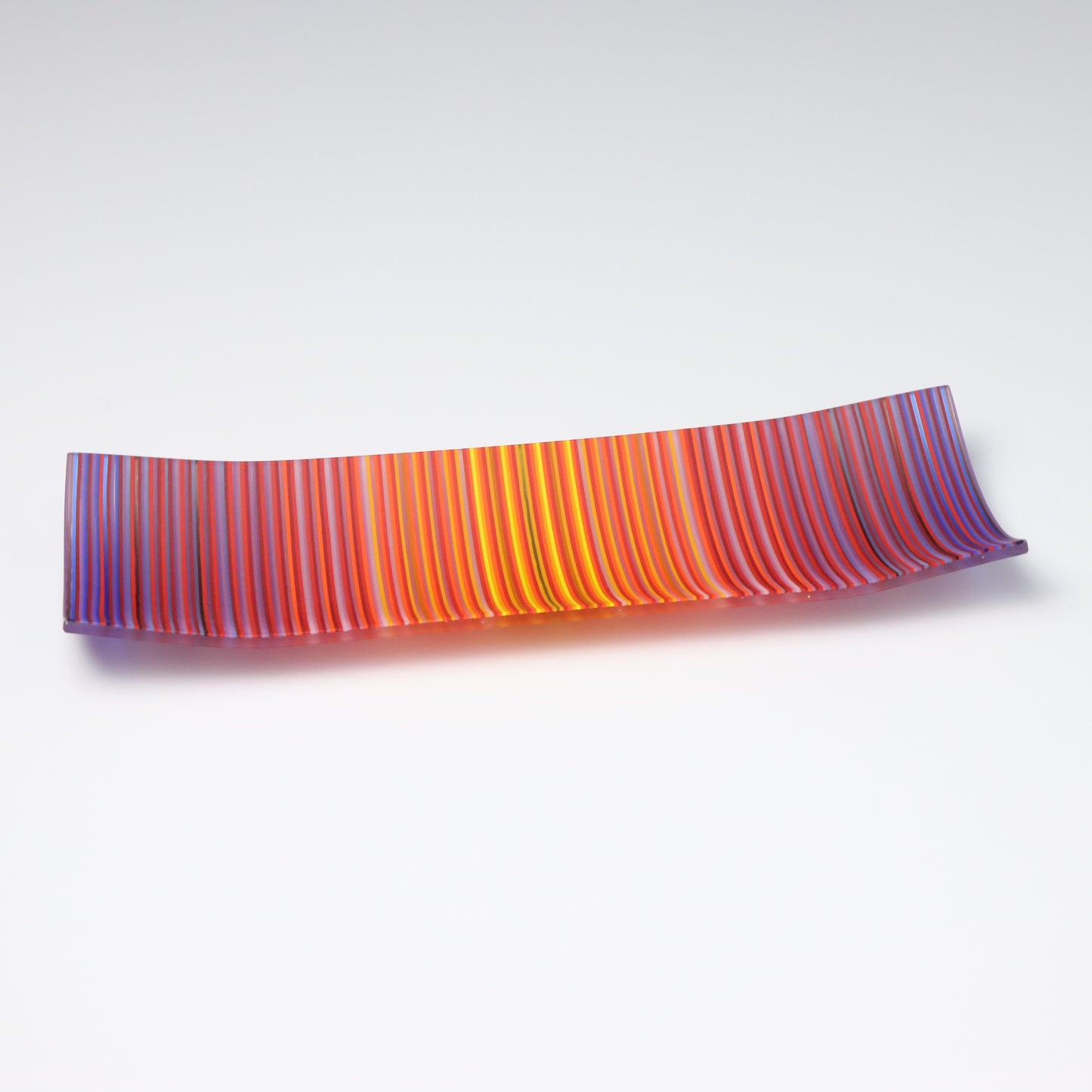 S349 | Purple & Orange ColourWave Fused Glass Plate