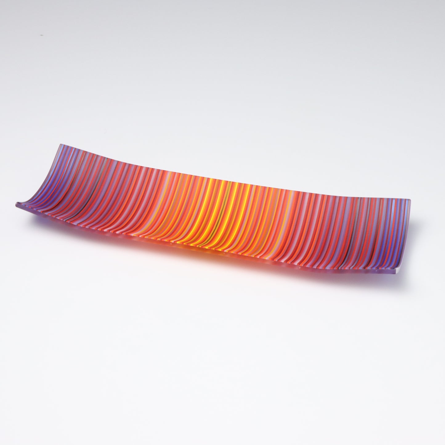 S349 | Purple & Orange ColourWave Fused Glass Plate