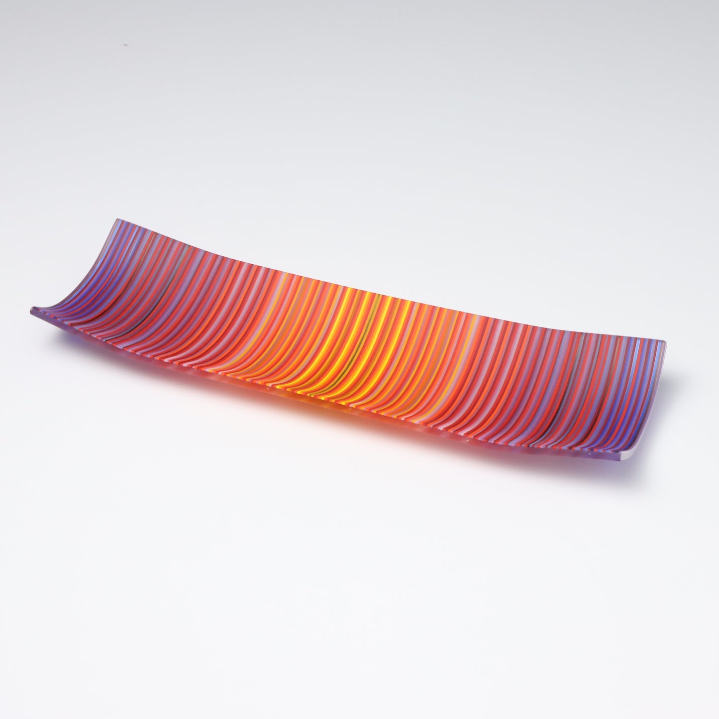 S349 | Purple & Orange ColourWave Fused Glass Plate