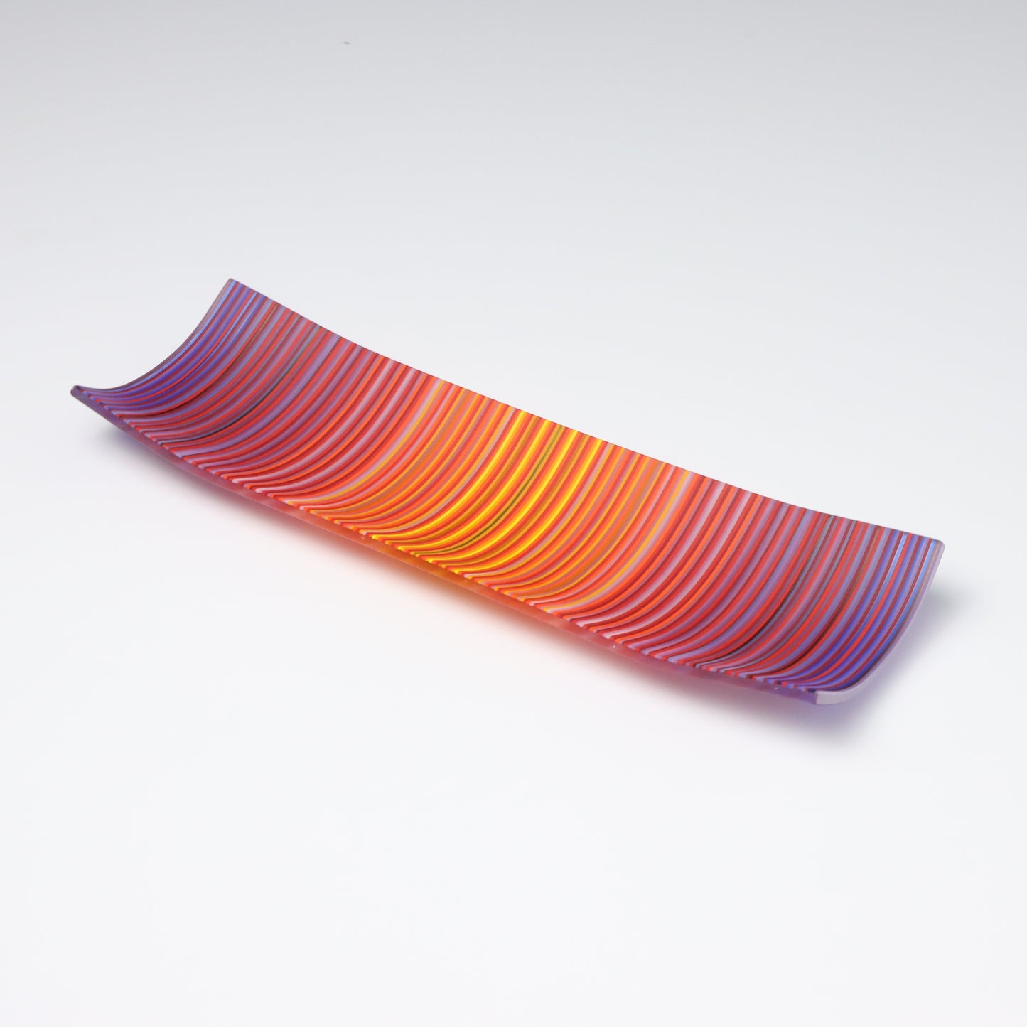 S349 | Purple & Orange ColourWave Fused Glass Plate