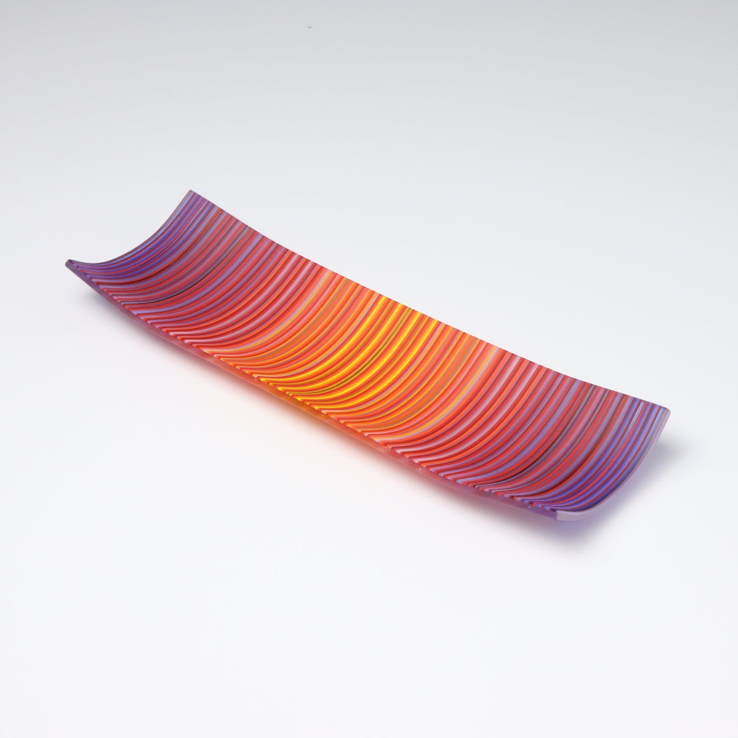 S349 | Purple & Orange ColourWave Fused Glass Plate