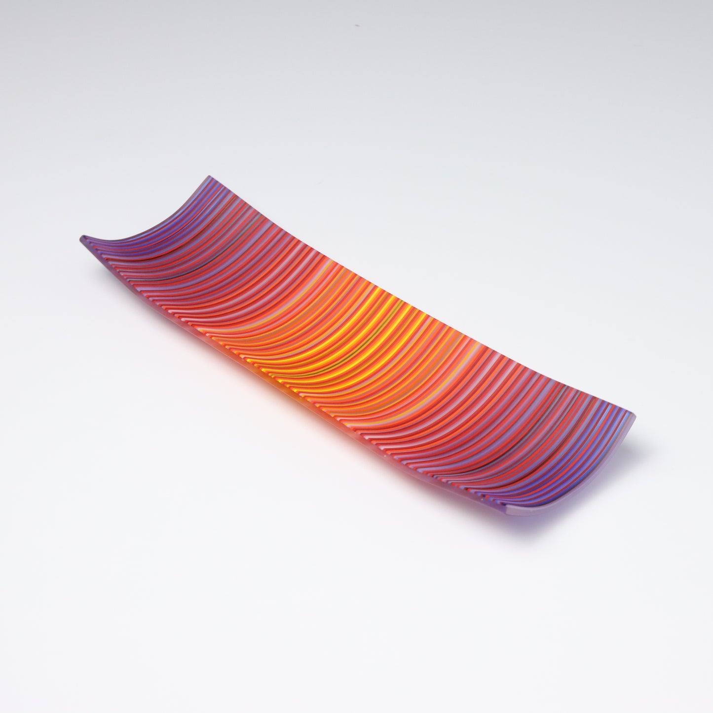 S349 | Purple & Orange ColourWave Fused Glass Plate