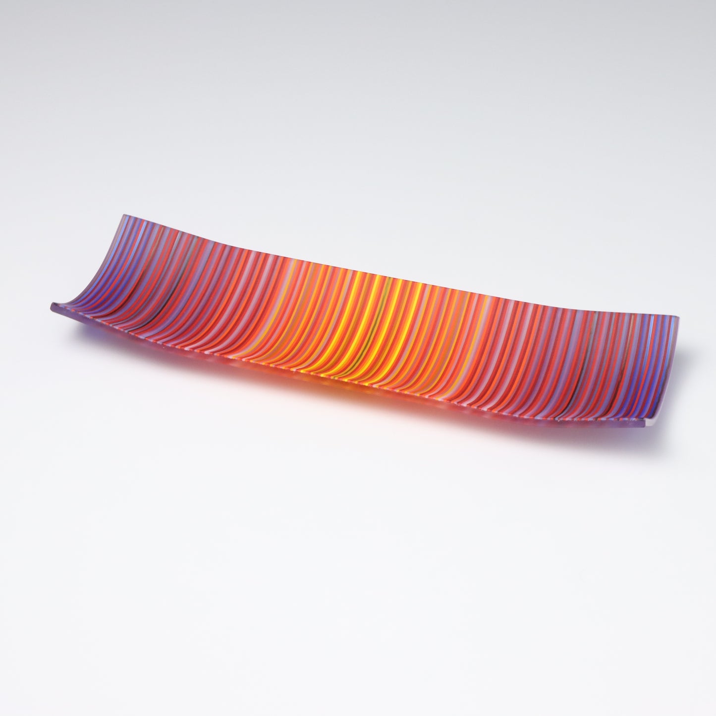 S349 | Purple & Orange ColourWave Fused Glass Plate