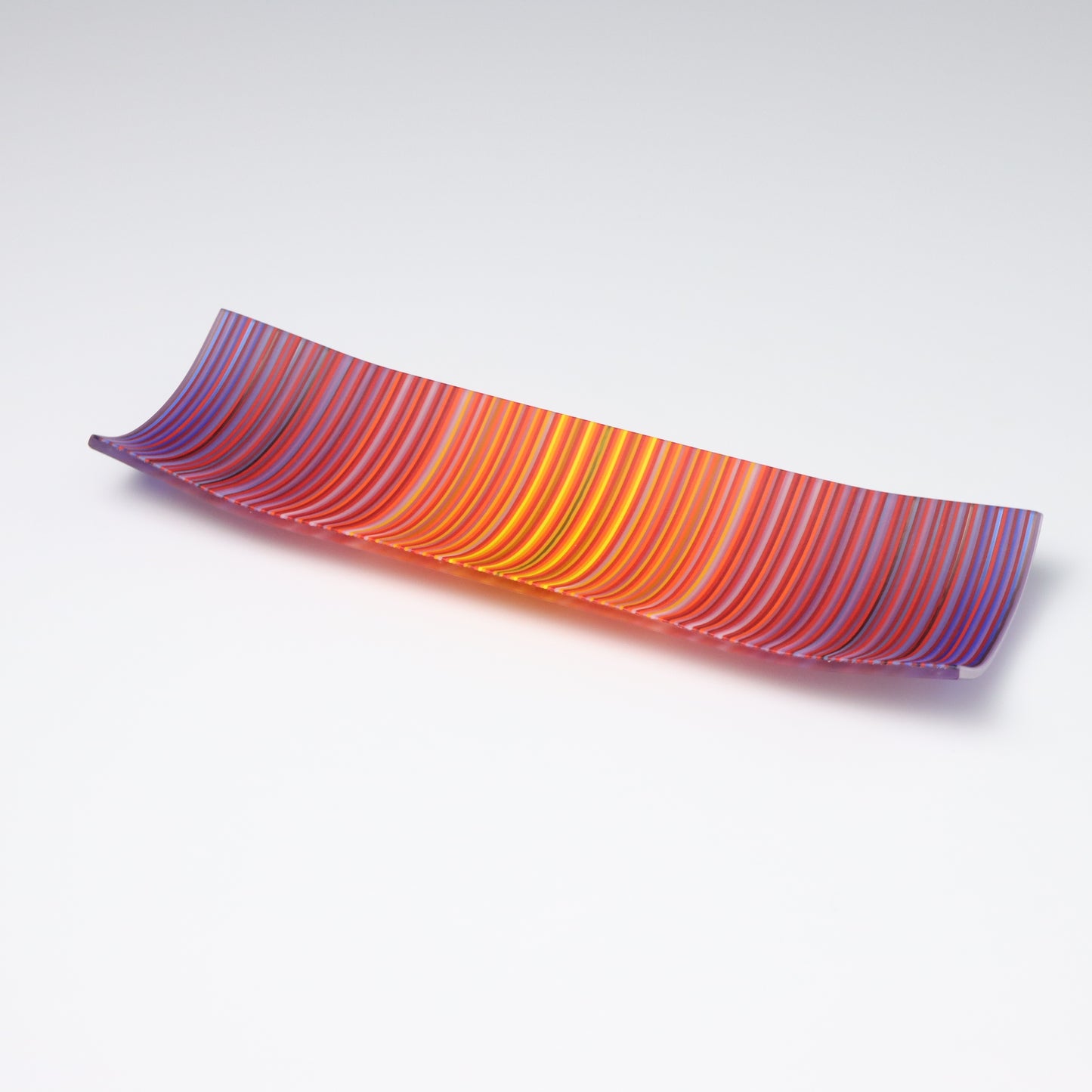 S349 | Purple & Orange ColourWave Fused Glass Plate