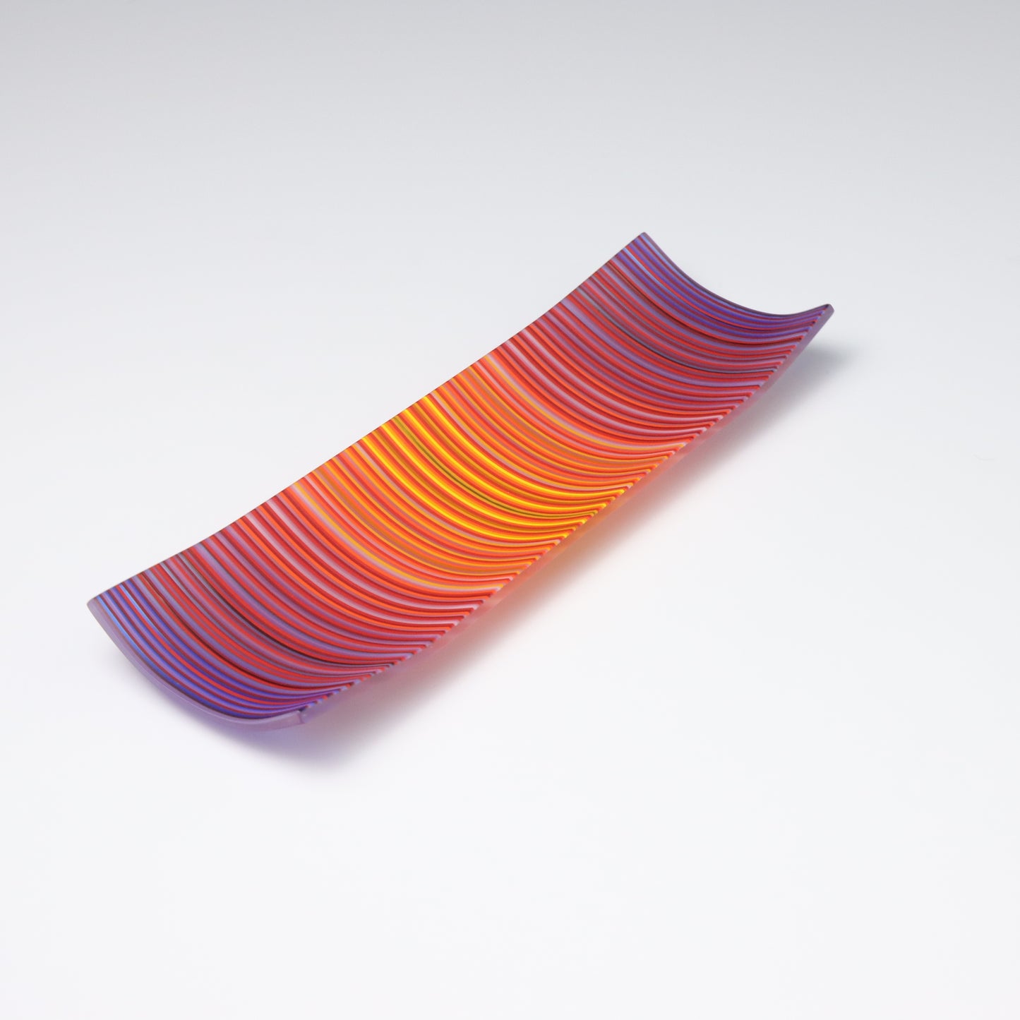 S349 | Purple & Orange ColourWave Fused Glass Plate