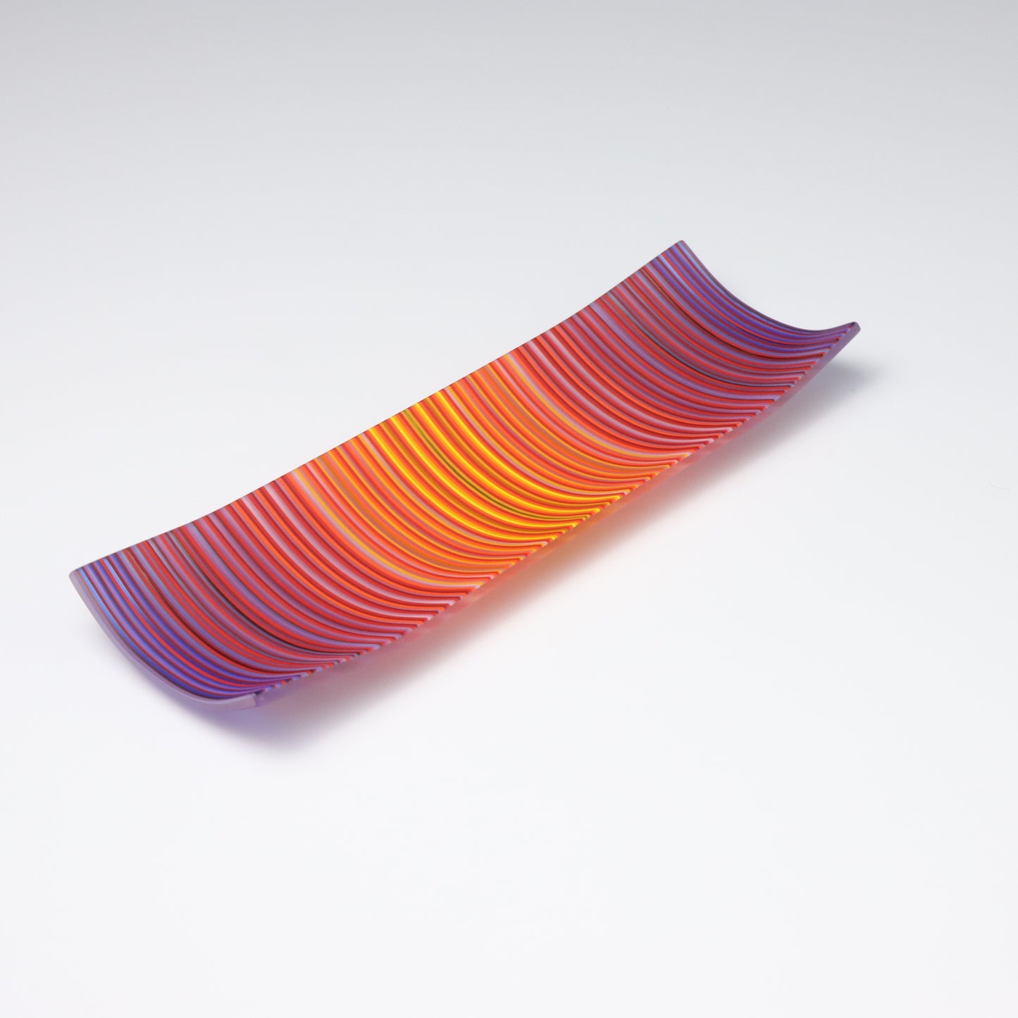 S349 | Purple & Orange ColourWave Fused Glass Plate