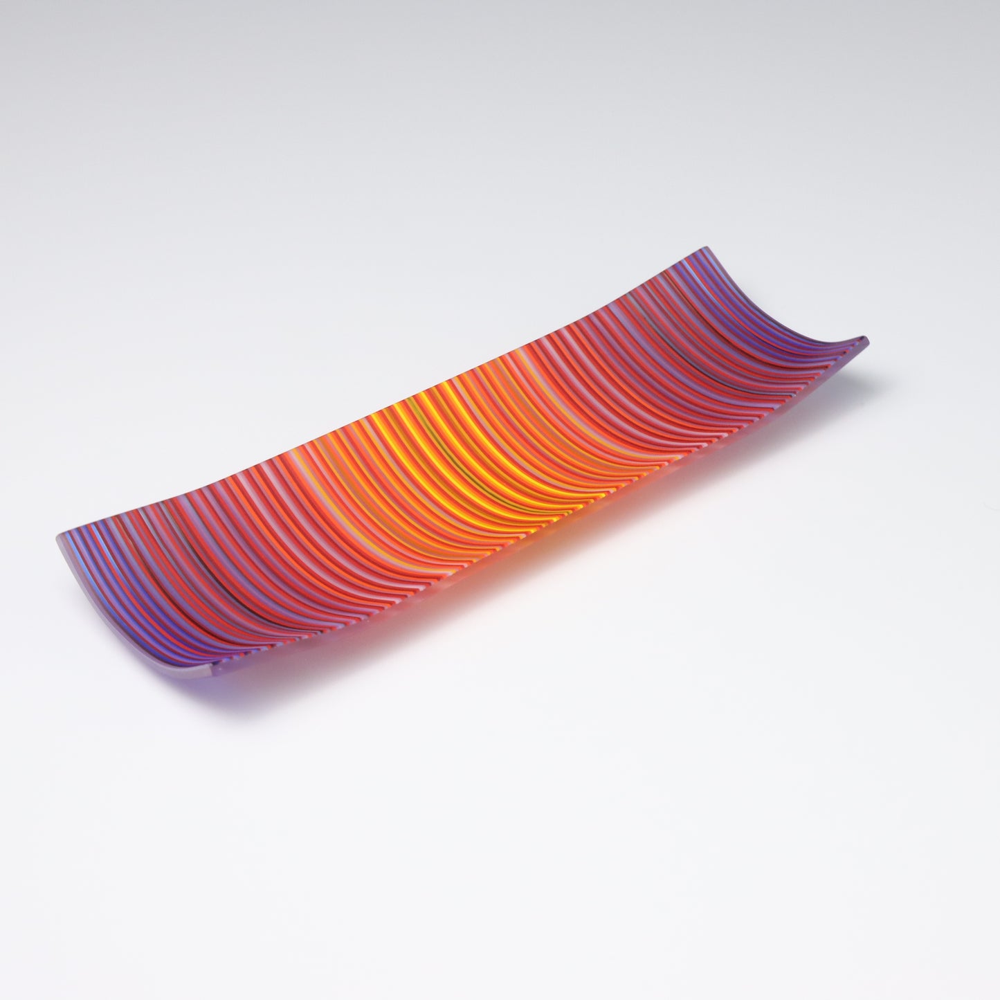 S349 | Purple & Orange ColourWave Fused Glass Plate