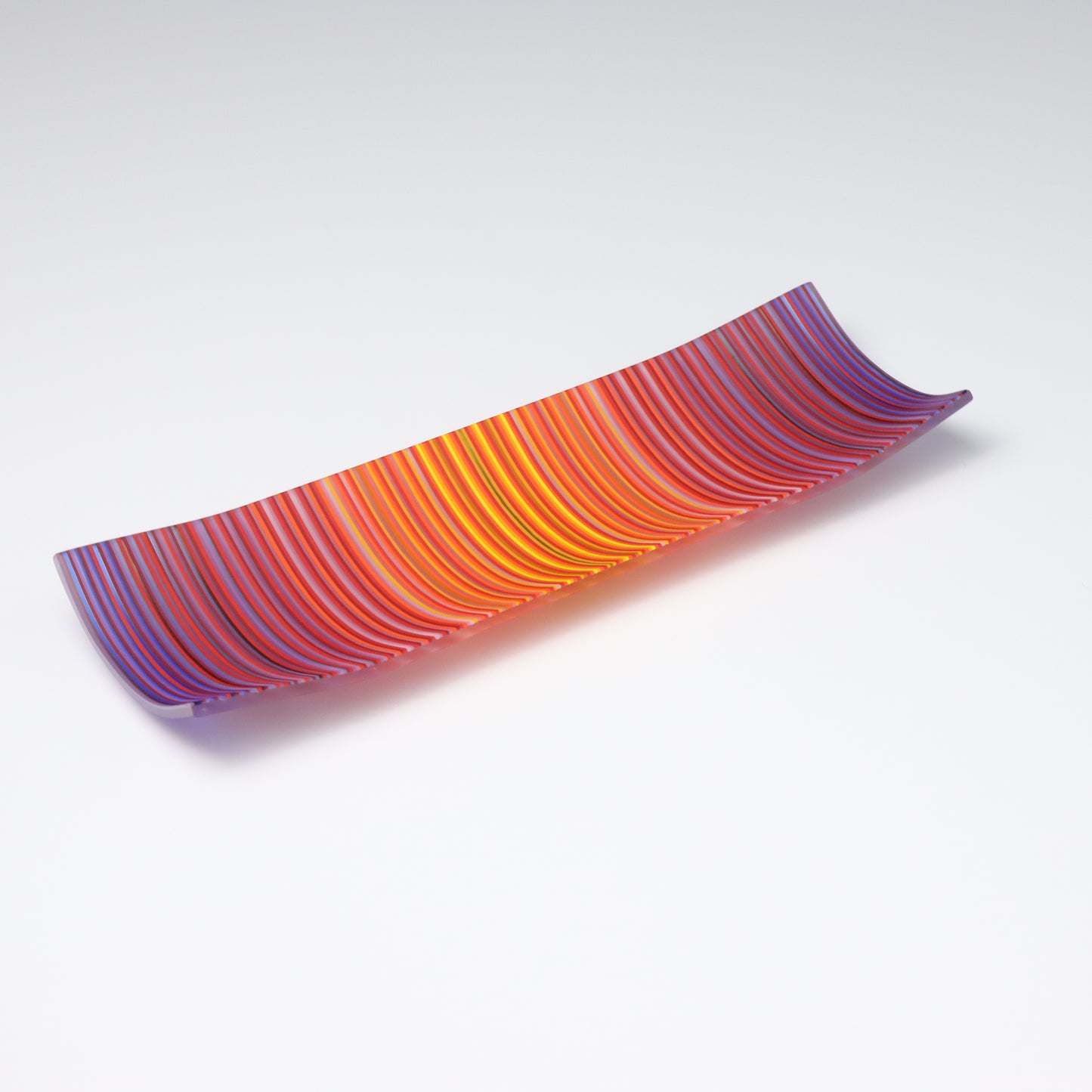 S349 | Purple & Orange ColourWave Fused Glass Plate