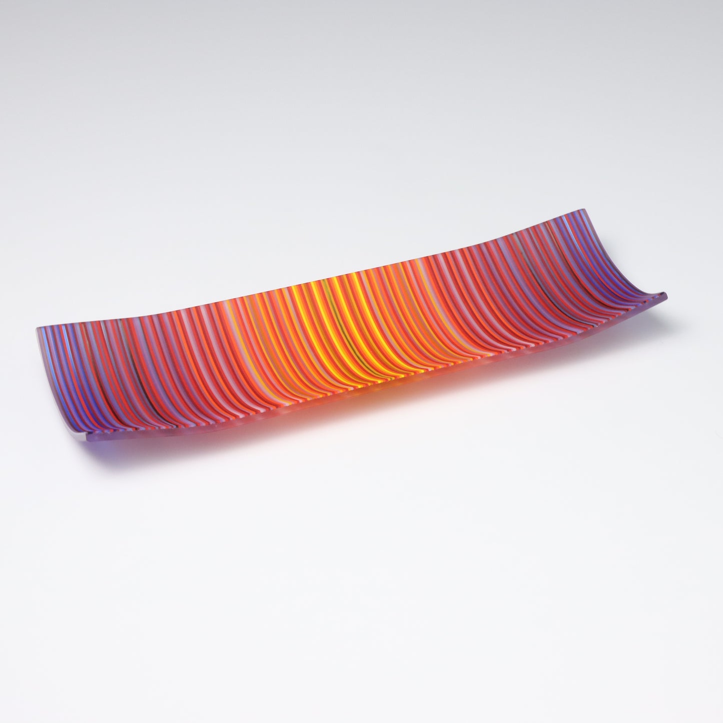 S349 | Purple & Orange ColourWave Fused Glass Plate