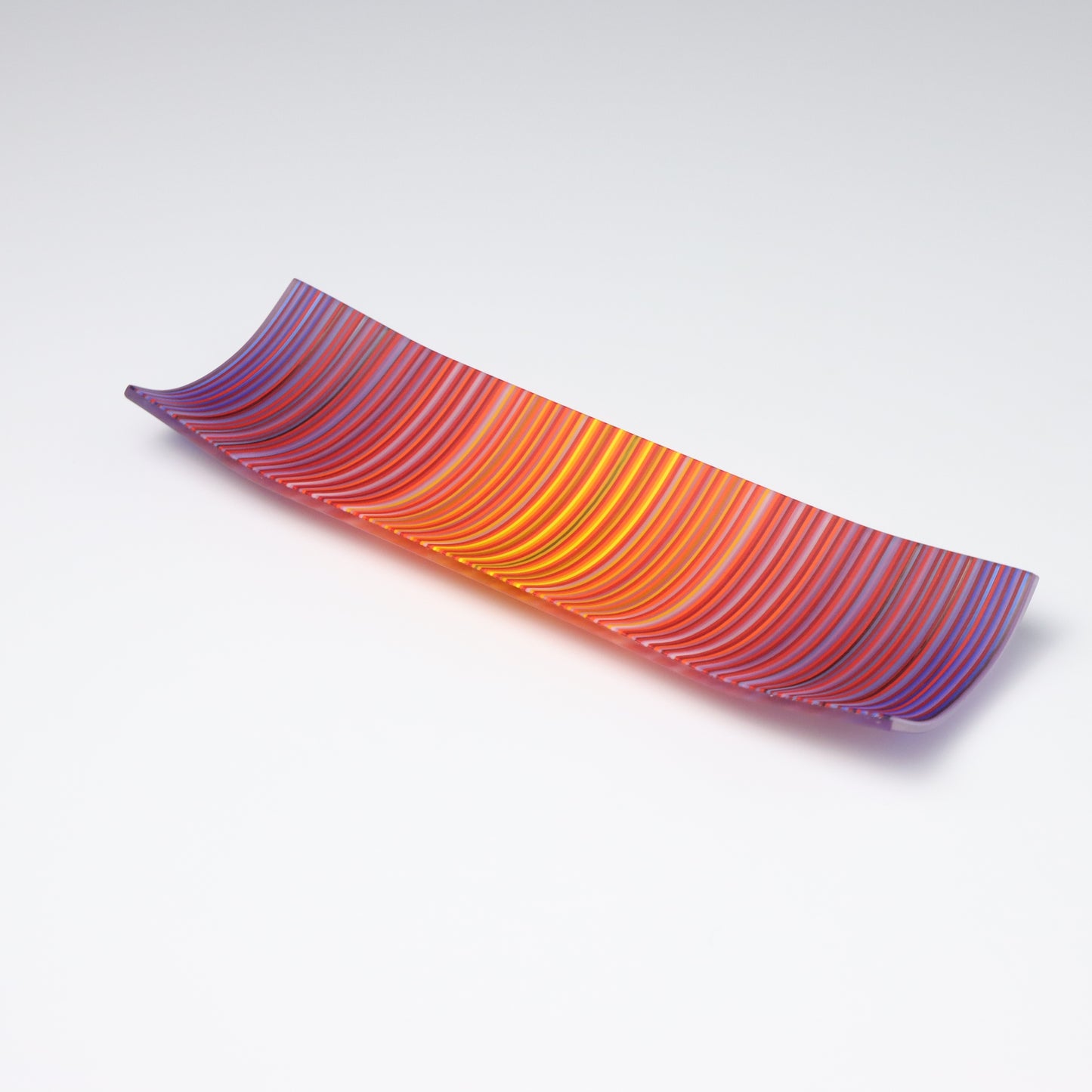 S349 | Purple & Orange ColourWave Fused Glass Plate