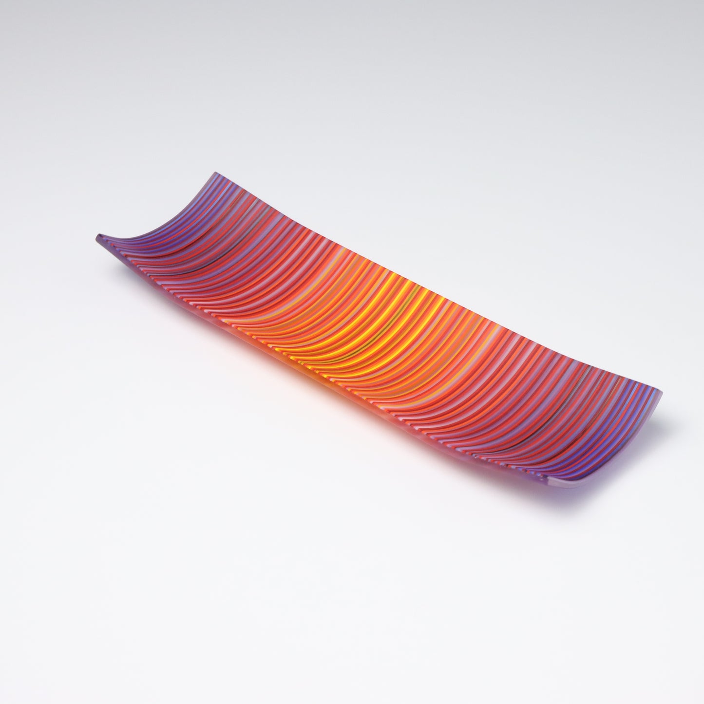 S349 | Purple & Orange ColourWave Fused Glass Plate