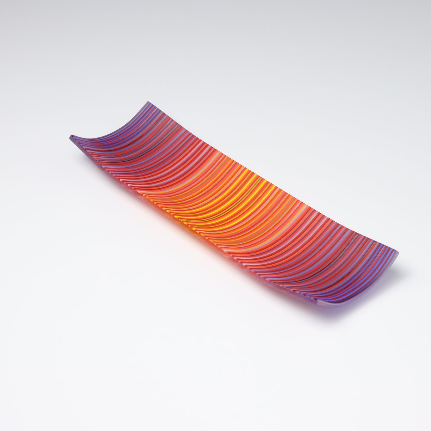 S349 | Purple & Orange ColourWave Fused Glass Plate