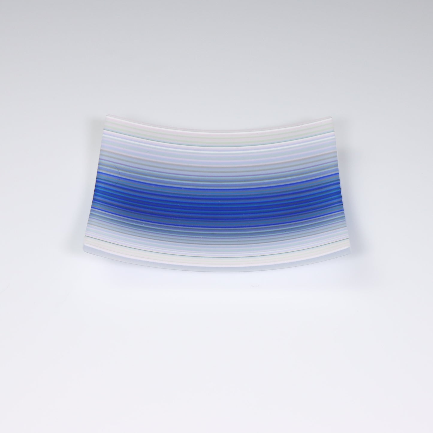 S3640 | White & Blue ColourWave Fused Glass Plate