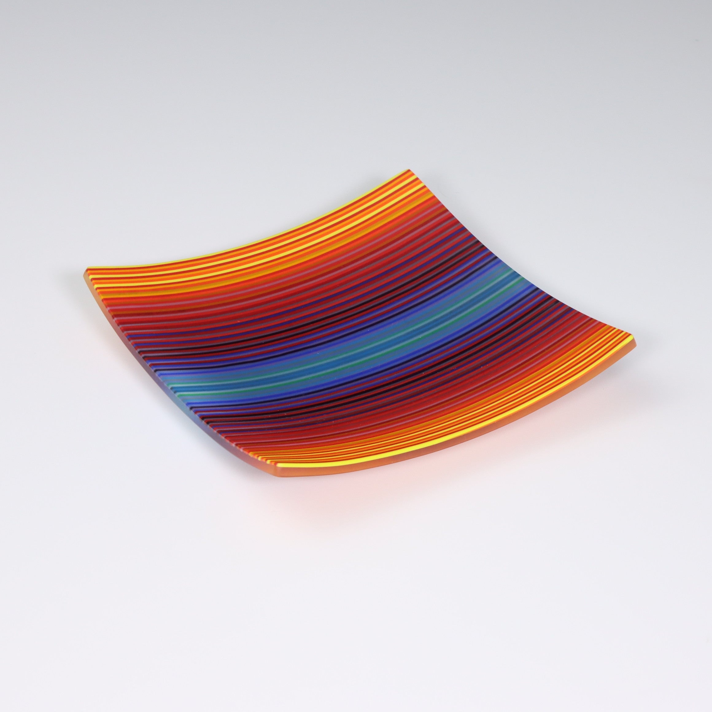 Fused retailer Glass Platter in Purple, Yellow, Orange and Blue